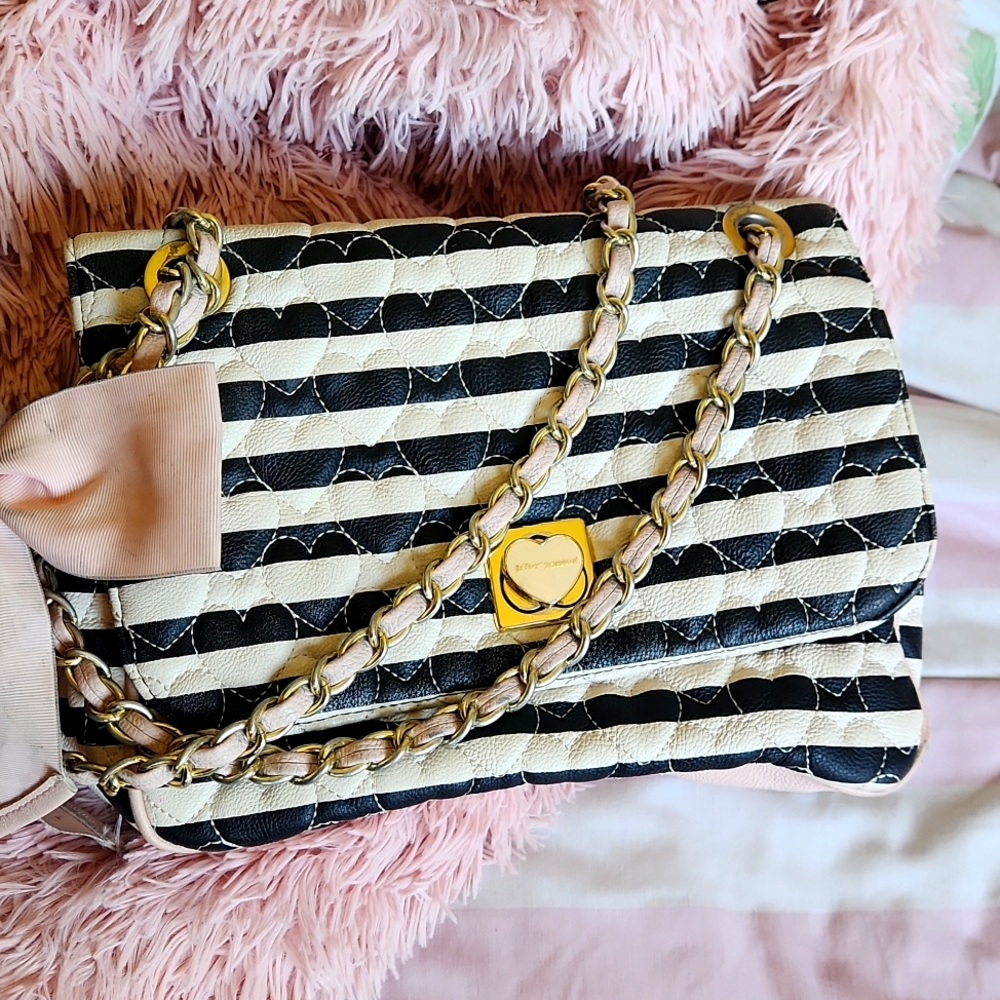 Betsey Johnson shoulder bag blk/white/pink
